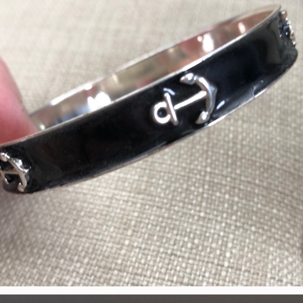 Black & Silver Anchor Bangle